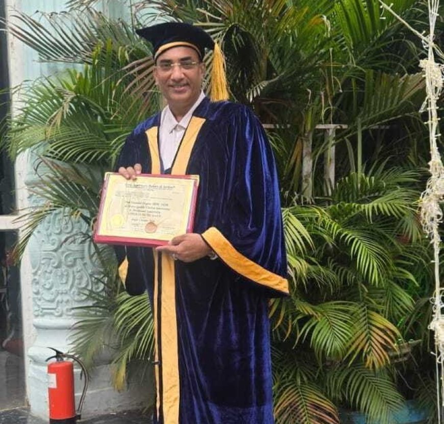 Honoured with Post Doctoral D Lit Degree in  Homoeopathy, Medical Inmovatiin & Global Leadership by French Univercity